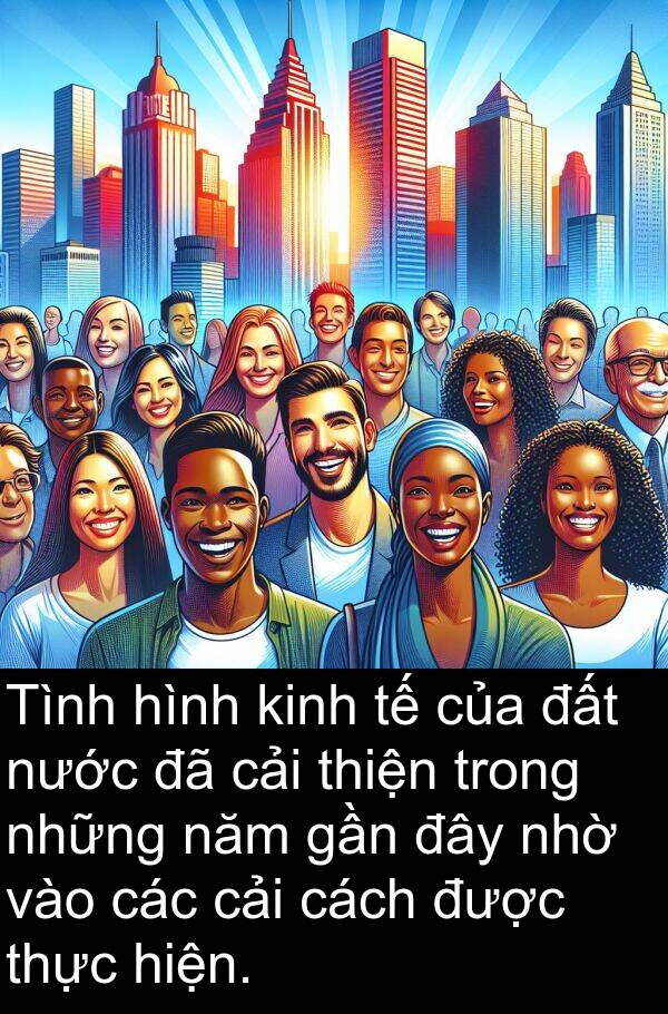 đây: Tình hình kinh tế của đất nước đã cải thiện trong những năm gần đây nhờ vào các cải cách được thực hiện.