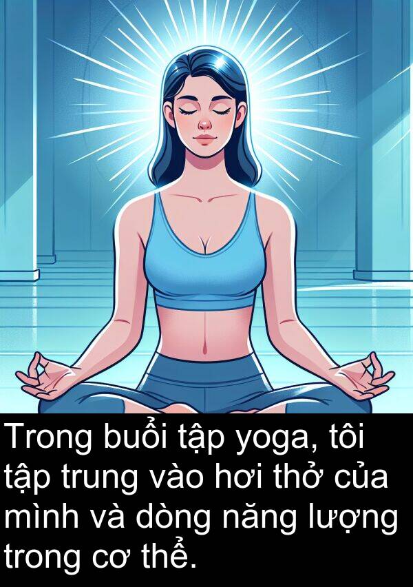 hơi: Trong buổi tập yoga, tôi tập trung vào hơi thở của mình và dòng năng lượng trong cơ thể.