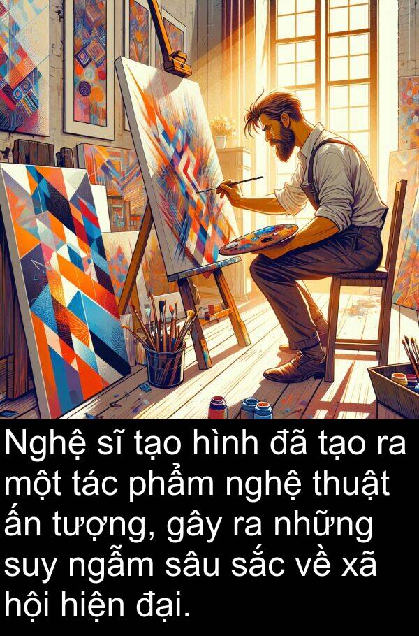 suy: Nghệ sĩ tạo hình đã tạo ra một tác phẩm nghệ thuật ấn tượng, gây ra những suy ngẫm sâu sắc về xã hội hiện đại.