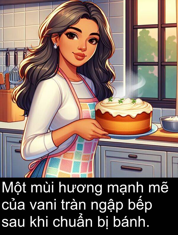 bánh: Một mùi hương mạnh mẽ của vani tràn ngập bếp sau khi chuẩn bị bánh.