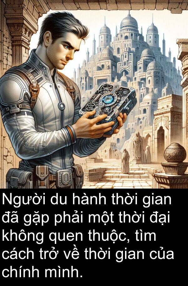 quen: Người du hành thời gian đã gặp phải một thời đại không quen thuộc, tìm cách trở về thời gian của chính mình.