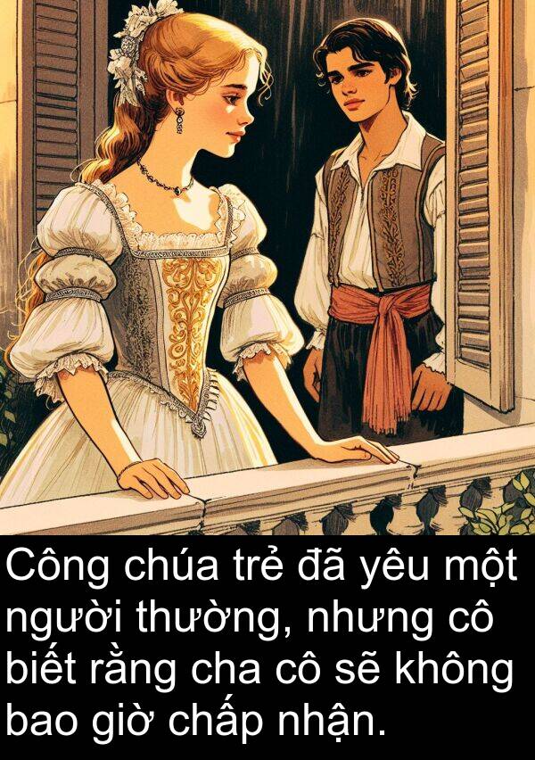 chúa: Công chúa trẻ đã yêu một người thường, nhưng cô biết rằng cha cô sẽ không bao giờ chấp nhận.