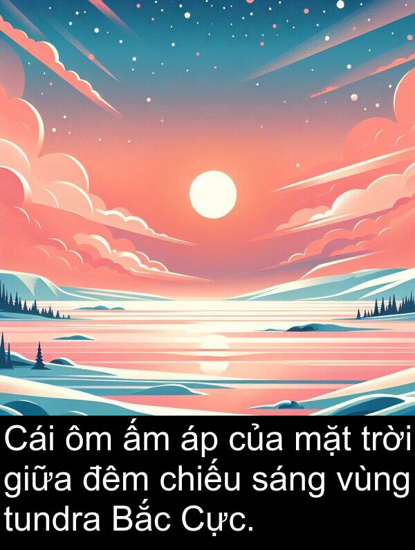 tundra: Cái ôm ấm áp của mặt trời giữa đêm chiếu sáng vùng tundra Bắc Cực.