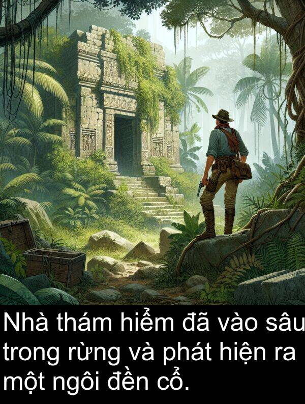 đền: Nhà thám hiểm đã vào sâu trong rừng và phát hiện ra một ngôi đền cổ.
