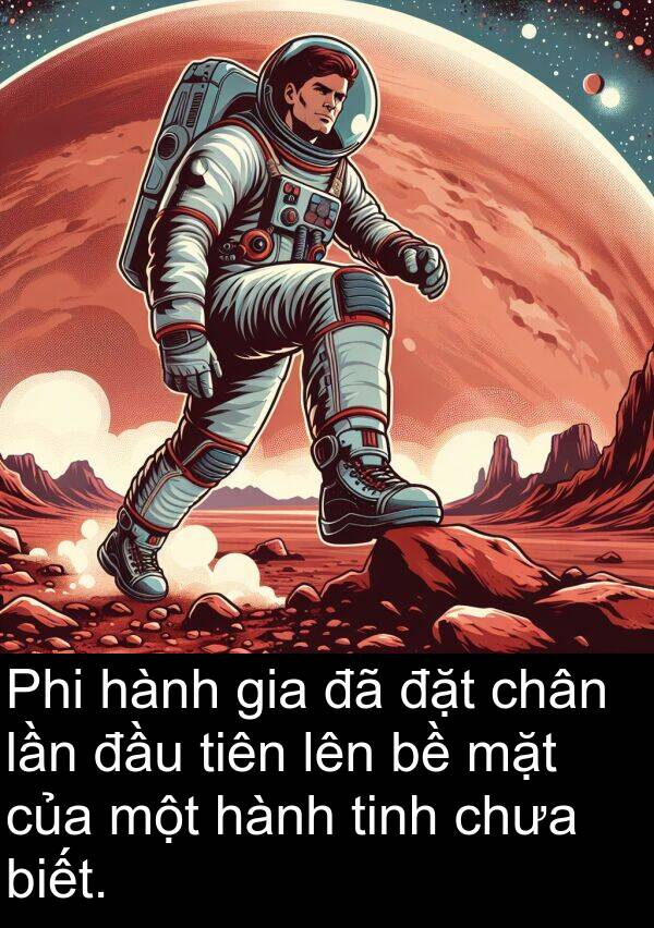 đặt: Phi hành gia đã đặt chân lần đầu tiên lên bề mặt của một hành tinh chưa biết.