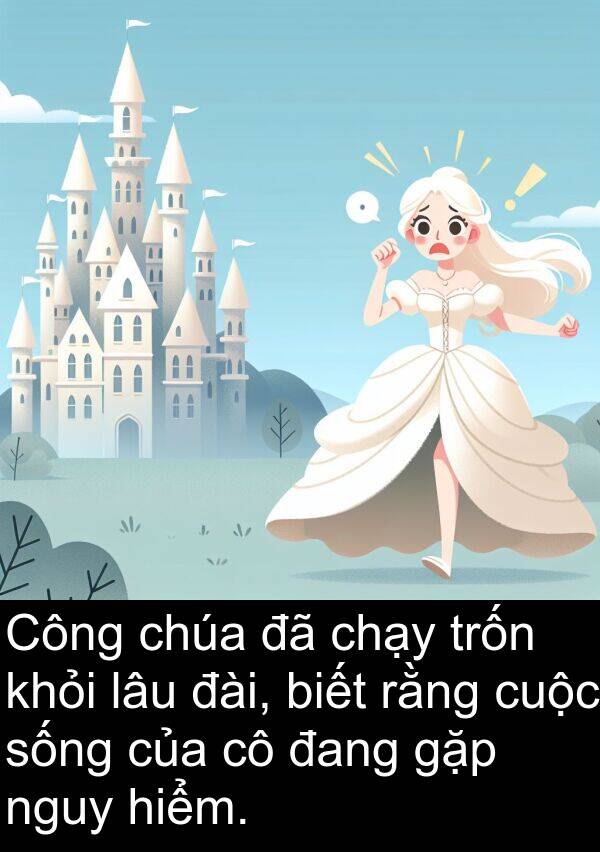 đài: Công chúa đã chạy trốn khỏi lâu đài, biết rằng cuộc sống của cô đang gặp nguy hiểm.