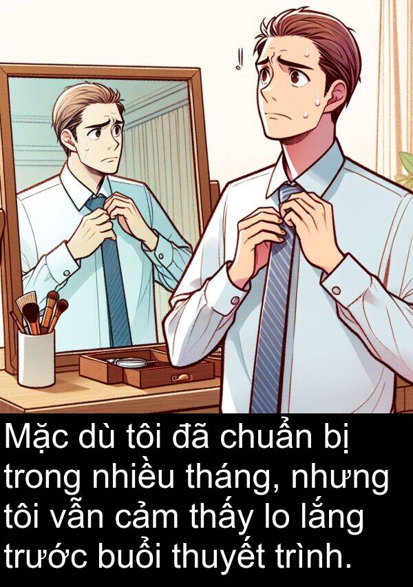 tháng: Mặc dù tôi đã chuẩn bị trong nhiều tháng, nhưng tôi vẫn cảm thấy lo lắng trước buổi thuyết trình.