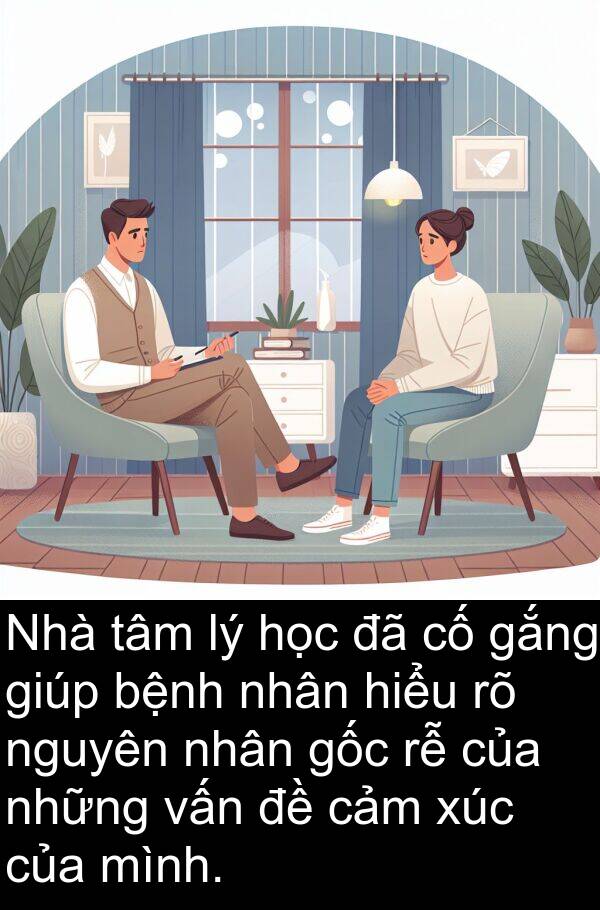 nguyên: Nhà tâm lý học đã cố gắng giúp bệnh nhân hiểu rõ nguyên nhân gốc rễ của những vấn đề cảm xúc của mình.
