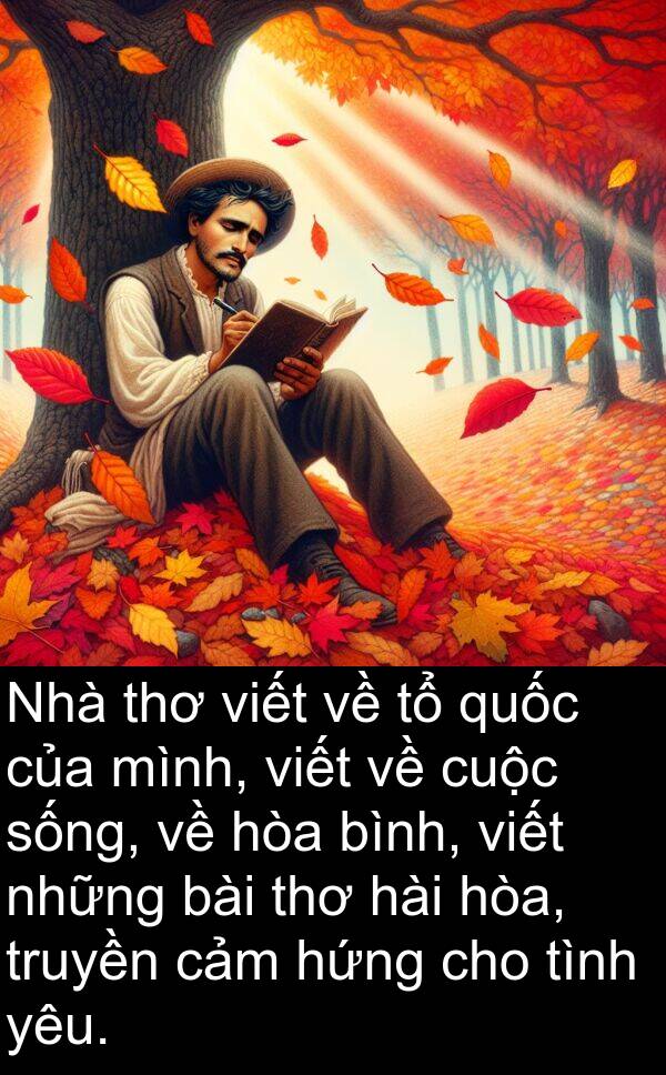 hứng: Nhà thơ viết về tổ quốc của mình, viết về cuộc sống, về hòa bình, viết những bài thơ hài hòa, truyền cảm hứng cho tình yêu.