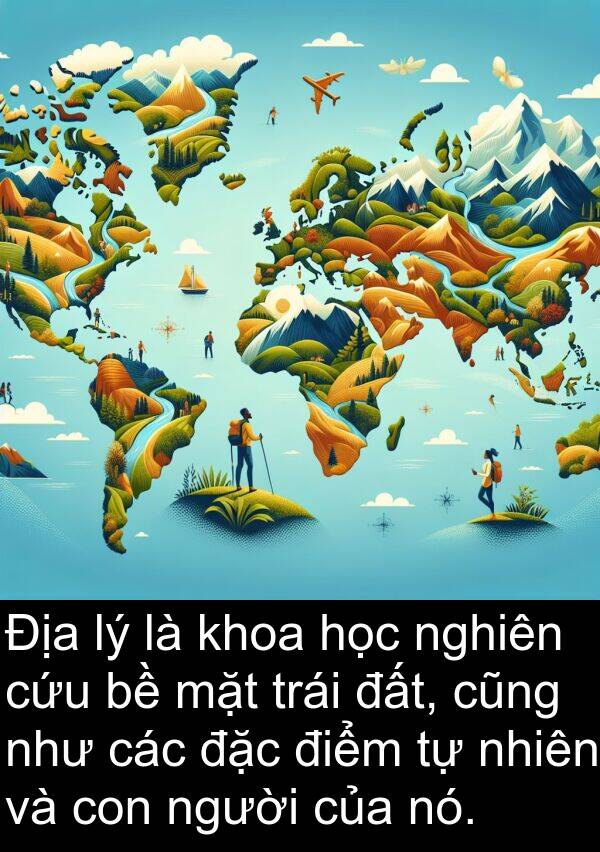 điểm: Địa lý là khoa học nghiên cứu bề mặt trái đất, cũng như các đặc điểm tự nhiên và con người của nó.