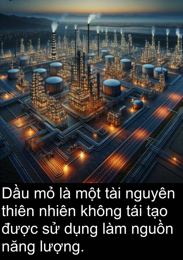 nguồn: Dầu mỏ là một tài nguyên thiên nhiên không tái tạo được sử dụng làm nguồn năng lượng.