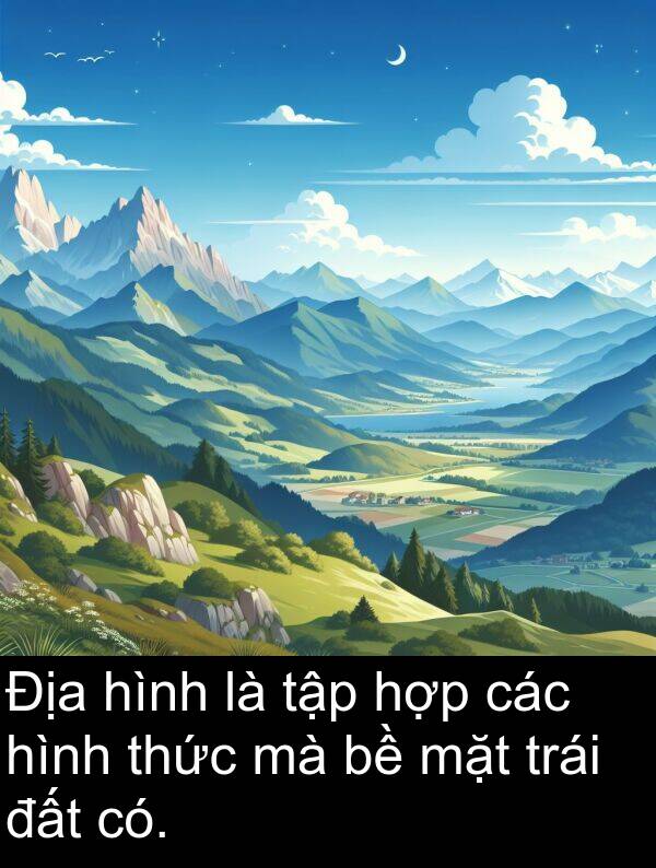 đất: Địa hình là tập hợp các hình thức mà bề mặt trái đất có.