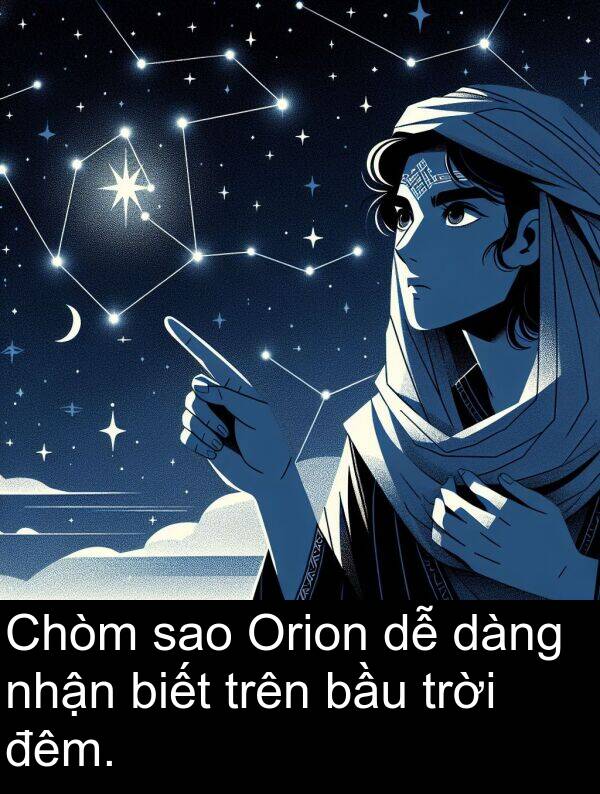 đêm: Chòm sao Orion dễ dàng nhận biết trên bầu trời đêm.