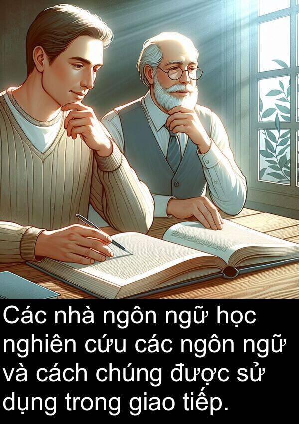 ngôn: Các nhà ngôn ngữ học nghiên cứu các ngôn ngữ và cách chúng được sử dụng trong giao tiếp.
