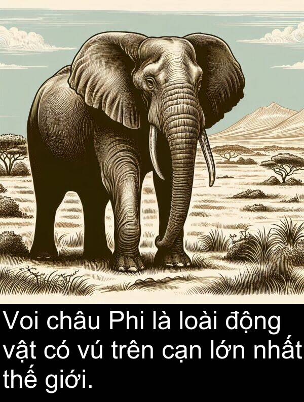 châu: Voi châu Phi là loài động vật có vú trên cạn lớn nhất thế giới.