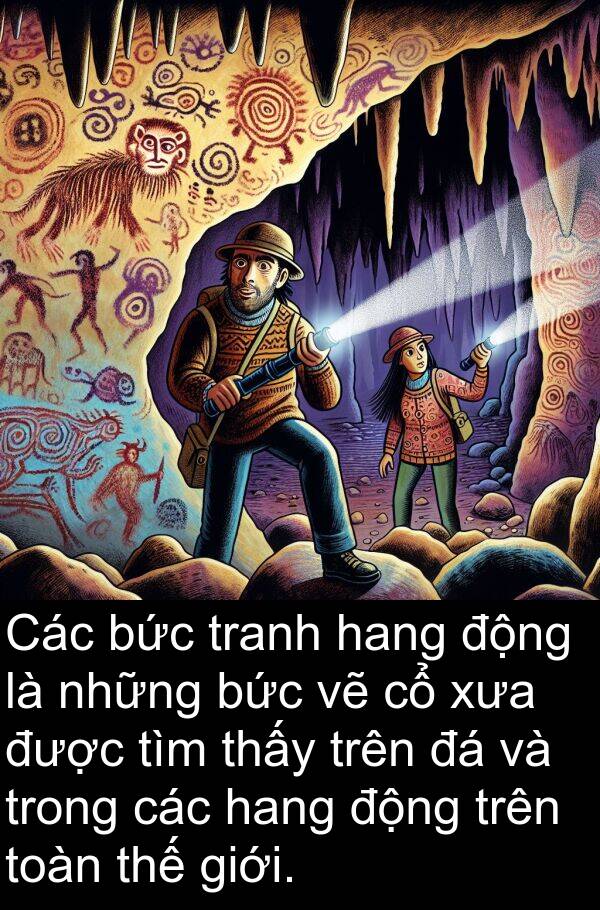 bức: Các bức tranh hang động là những bức vẽ cổ xưa được tìm thấy trên đá và trong các hang động trên toàn thế giới.