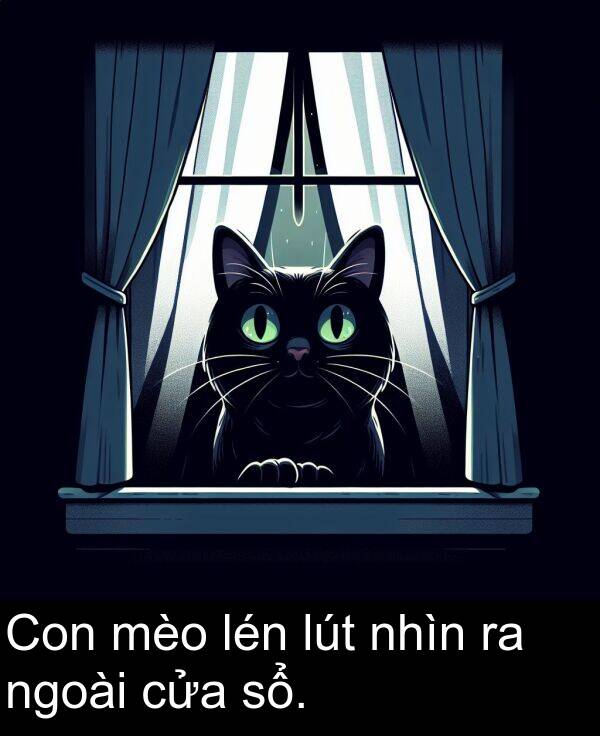 sổ: Con mèo lén lút nhìn ra ngoài cửa sổ.