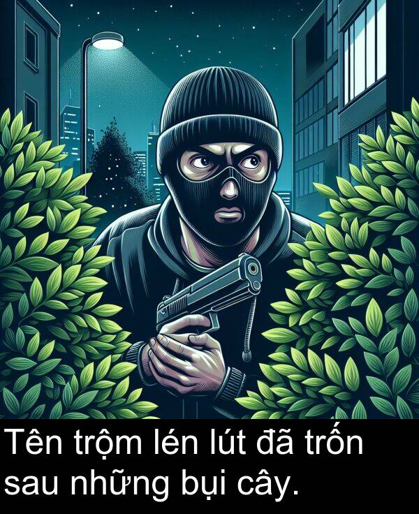 những: Tên trộm lén lút đã trốn sau những bụi cây.