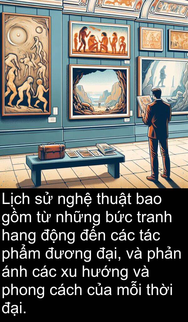 đương: Lịch sử nghệ thuật bao gồm từ những bức tranh hang động đến các tác phẩm đương đại, và phản ánh các xu hướng và phong cách của mỗi thời đại.