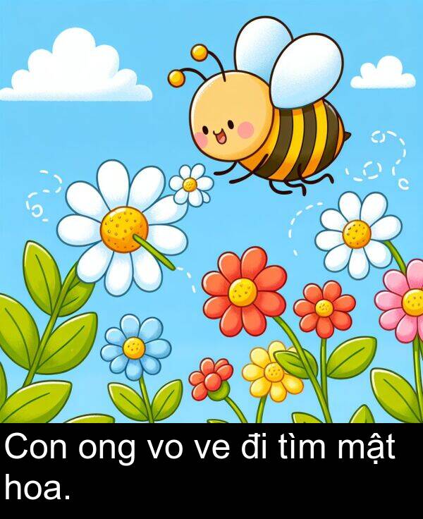 mật: Con ong vo ve đi tìm mật hoa.