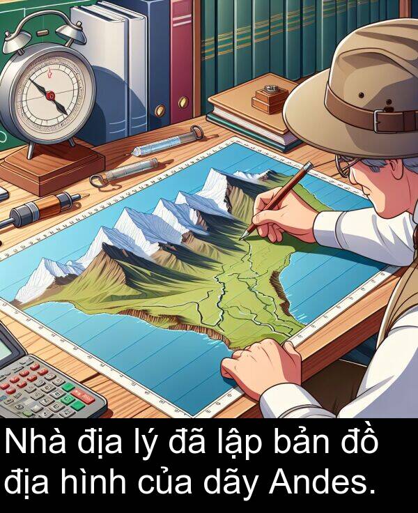 địa: Nhà địa lý đã lập bản đồ địa hình của dãy Andes.