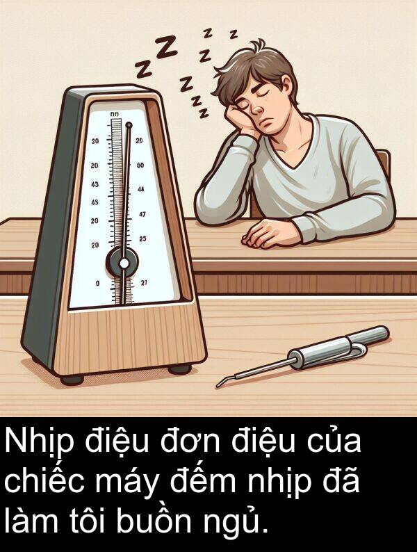 điệu: Nhịp điệu đơn điệu của chiếc máy đếm nhịp đã làm tôi buồn ngủ.