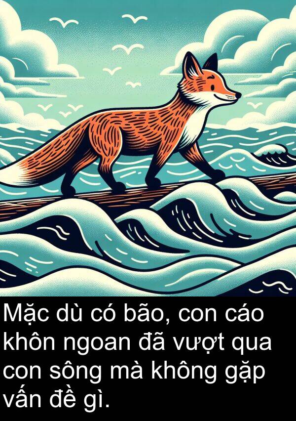 gặp: Mặc dù có bão, con cáo khôn ngoan đã vượt qua con sông mà không gặp vấn đề gì.