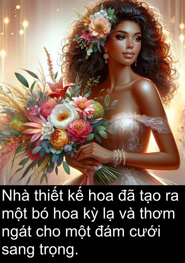 sang: Nhà thiết kế hoa đã tạo ra một bó hoa kỳ lạ và thơm ngát cho một đám cưới sang trọng.
