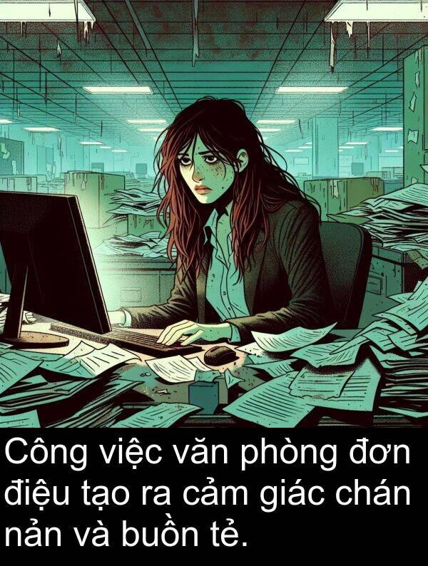 điệu: Công việc văn phòng đơn điệu tạo ra cảm giác chán nản và buồn tẻ.