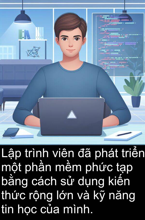 mềm: Lập trình viên đã phát triển một phần mềm phức tạp bằng cách sử dụng kiến thức rộng lớn và kỹ năng tin học của mình.