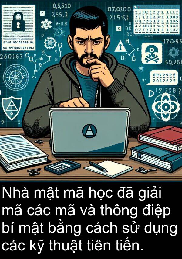 mật: Nhà mật mã học đã giải mã các mã và thông điệp bí mật bằng cách sử dụng các kỹ thuật tiên tiến.