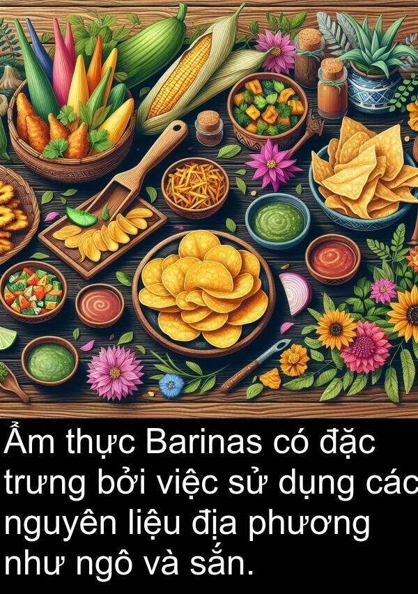 phương: Ẩm thực Barinas có đặc trưng bởi việc sử dụng các nguyên liệu địa phương như ngô và sắn.